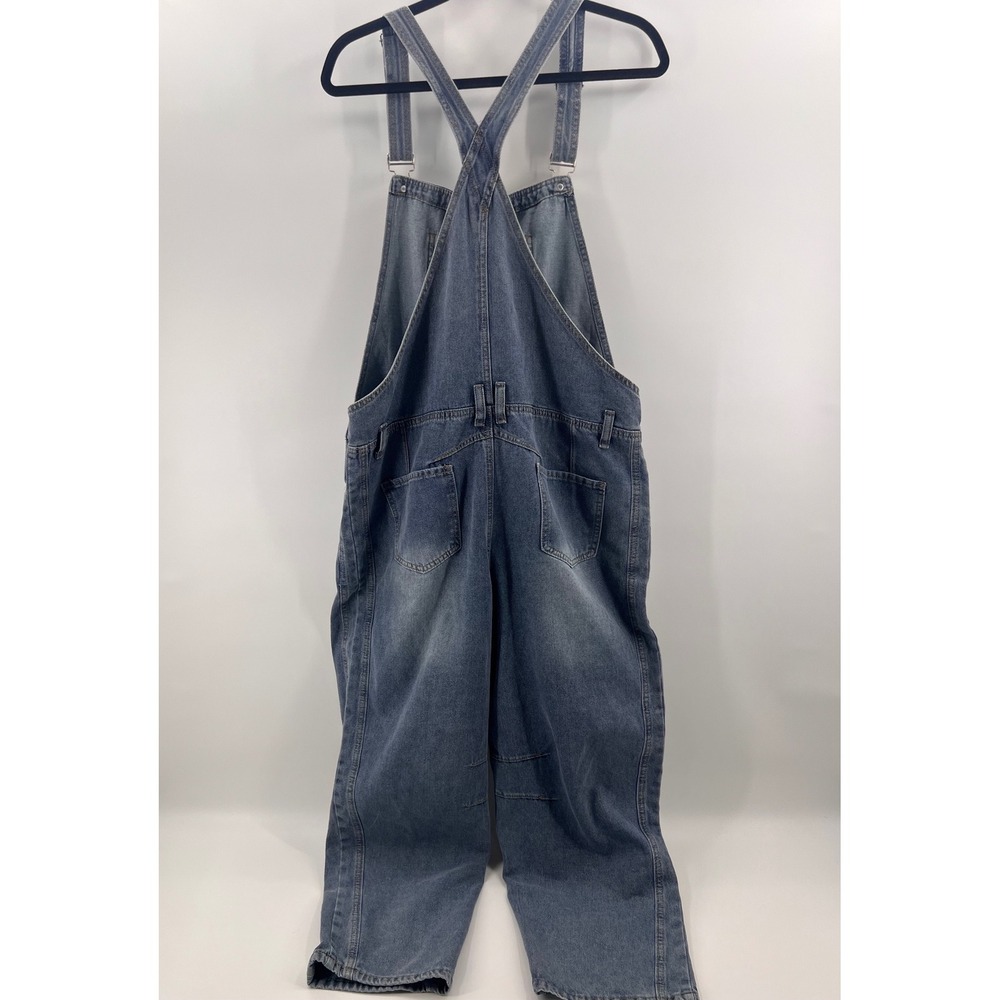 High-Waist Women's Denim Overalls in Blue - Picture 3 of 8